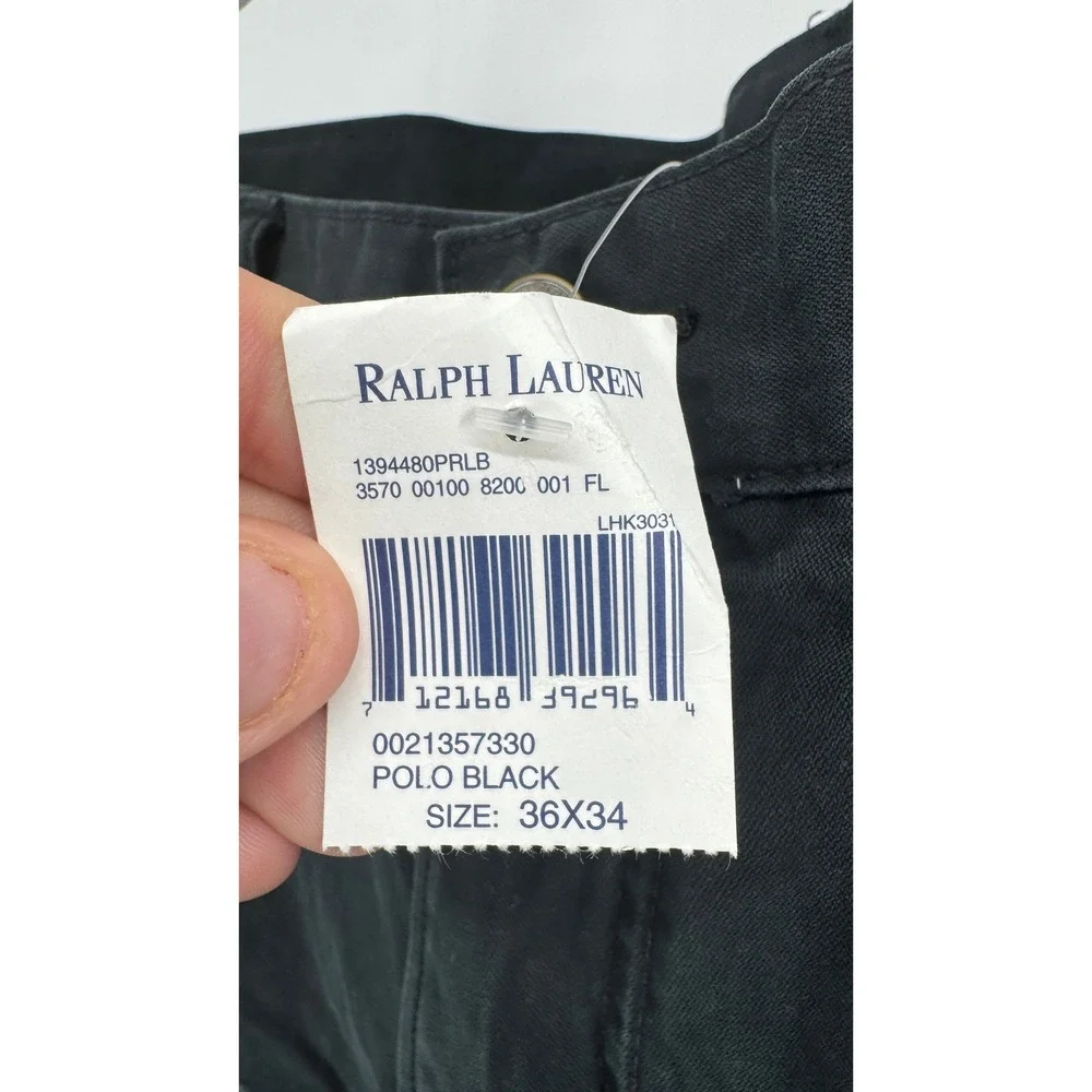Polo Ralph Lauren Chino Pants Mens 36x34 Black Straight Leg Dungaree Red Pony